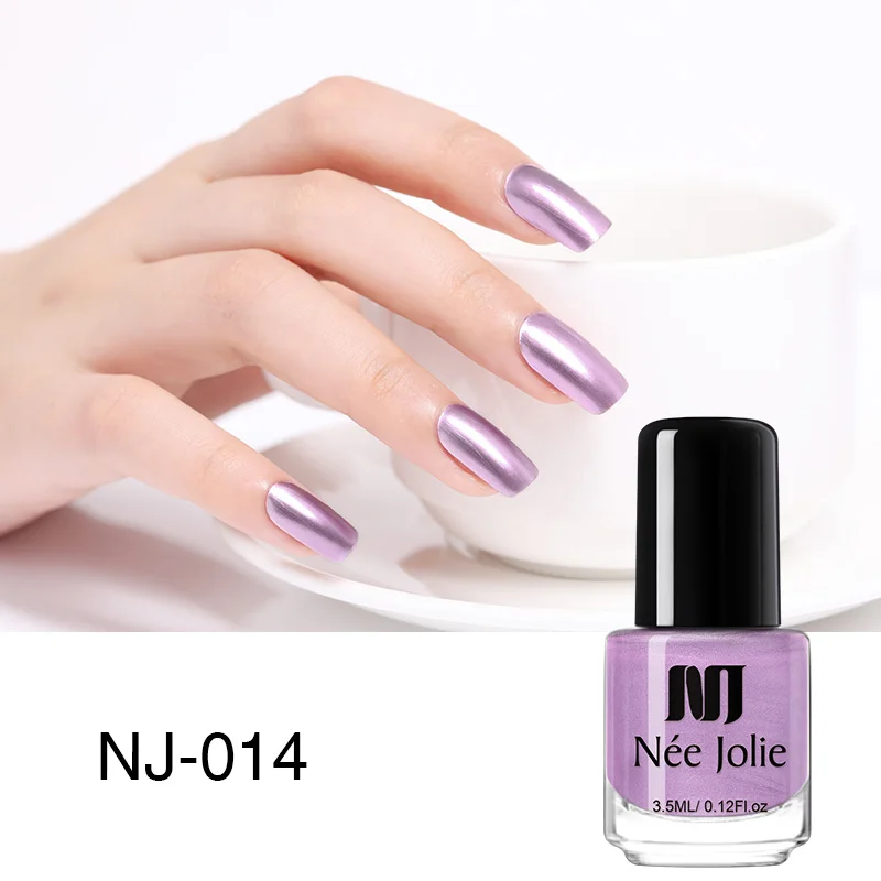 3.5ML NJ-014 NEE JOLIE Серебряный зеркальный лак для ногтей розовое золото прозрачный цвет 7,5 мл стойкий лак для ногтей 18 цветов Быстросохнущий лак для ногтей - Цвет: 3.5ML NJ-014