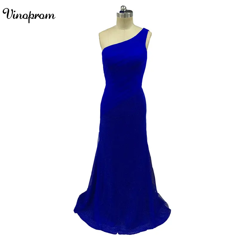 

Royal Blue Bridesmaid Dresses Long One Shoulder Cheap Under 50 Prom Party GownVestido De Noiva Festa Longo Elegant Teens