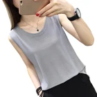 Лето рукавов вязать Сексуальная Танк Для женщин ребра жилет Ice Шелковый женский эластичность Повседневное свободные большие размеры камзол с круглым вырезом Разделение Топы