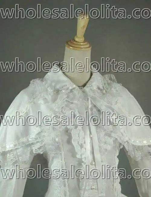 Викторианская Готическая белая хлопковая романтическая кружевная блузка с