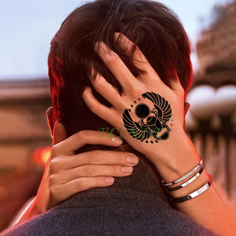 Waterproof Temporary Tattoo Sticker Ancient Egypt dung chafer tumblebug Fake Tatto Flash Tatoo Tatouage hand foot For Men Women | Красота и