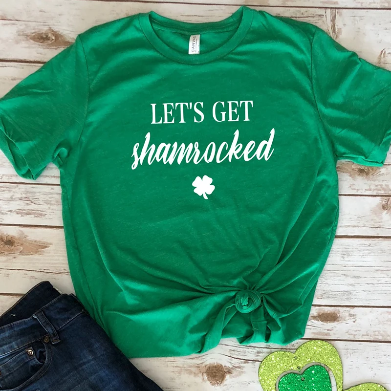 Женская рубашка размера плюс Shamrock футболки на День святого Валентина с