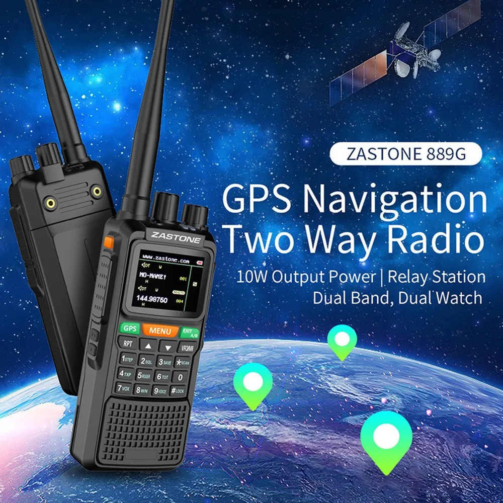 Zastone 889G gps для переносного приемо-передатчика 10 Вт 999CH 3000 мАч UHF 400-520/VHF136-174MHz Любительское радио, Си-Би радиосвязь коротковолновым приемником для исследовать Охота