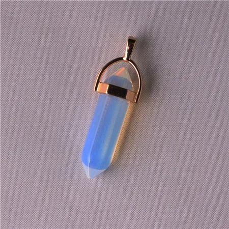 Opal 50 шт./лот отобранный натуральный камень ребёнка кварцевые Подвески шестиугольные исцеляющий рейки 7 маятник с чакрами - Окраска металла: Opal