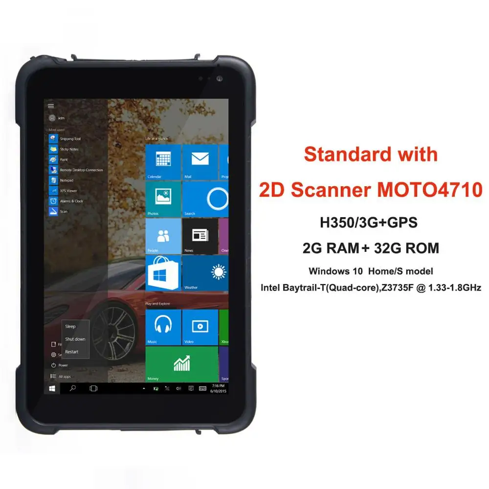 with 2D MOTO 4710 " прочный Windows 10 Android планшет с 1D 2D сканер штрих-кода считыватель ручной промышленный компьютер КПК сканер NFC RFID планшет - Цвет: with 2D MOTO 4710