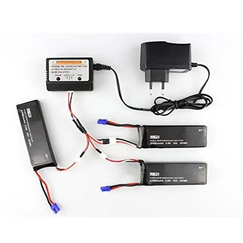 EBOYU Hubsan H501S X4 FPV Racing Quadcopter Drone Parts 3 x Lipo Battery 2700mah 7.4V + 1 x Battery Charger