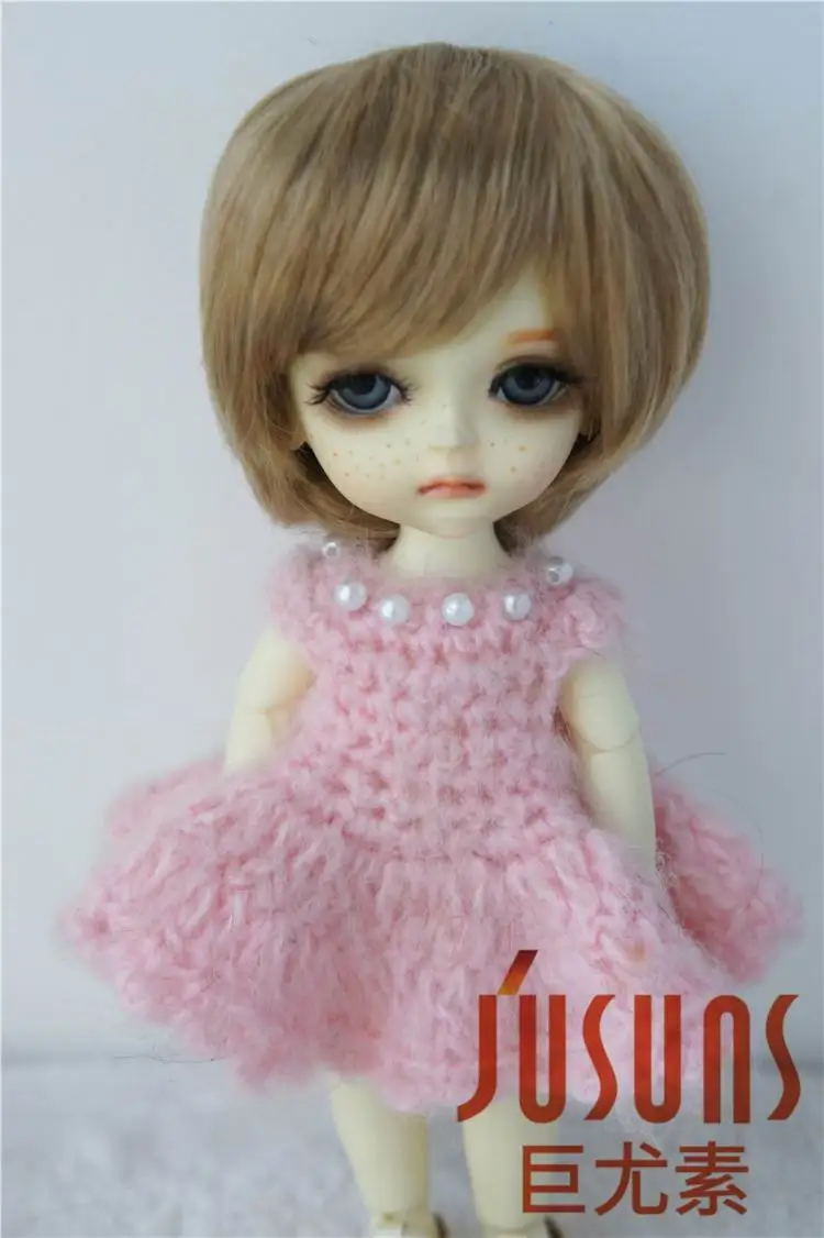 JD081 1/8 синтетическая мохер кукла парики Мода короткую стрижку парик, 5-6 дюймов крошечные куклы волосы куклы смолы аксессуары - Цвет: Light brown SM4B