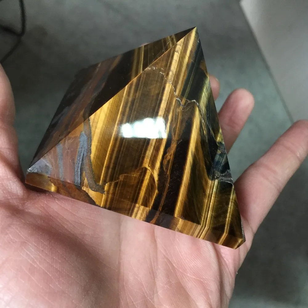 BG0002(70*70*60 мм) натуральный тигровый глаз Кристалл Пирамида полированный Исцеление Пирамида рейки минералы кварцевые кристаллы камень для продажи