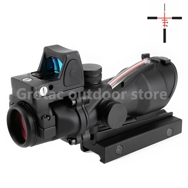 Тактический прицел для винтовки ACOG 4X32 с красным волокном и подсветкой RMR Micro mini Red