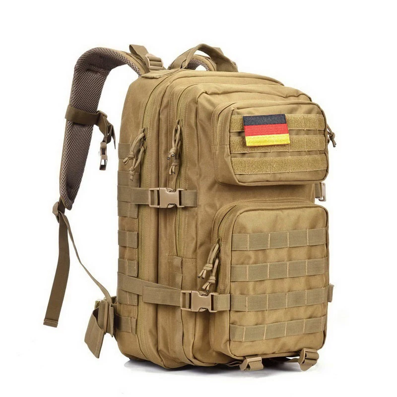 GER Logo Khaki 45L тактический рюкзак военный мужской мешок 3P штурмовая атака большая армейская тактика Рюкзак Molle Открытый Туризм Кемпинг Охота - Цвет: GER Logo Khaki