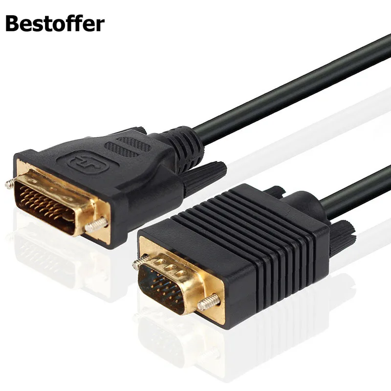 DVI-I (24+5) DVI-D (24+1)Male to VGA Male 15 pin Cable Video PC Monitor Cord Adapter | Электроника
