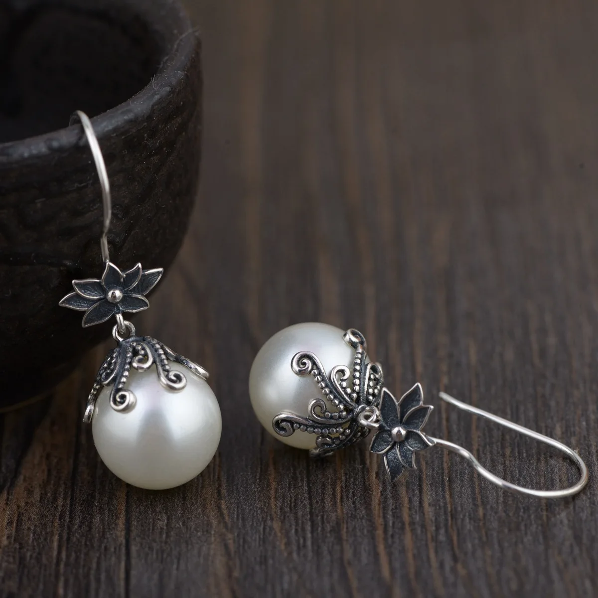 

Vintage Real 925 Pure Silver Pearl Earrings For Women Fine Jewelry Wholesale