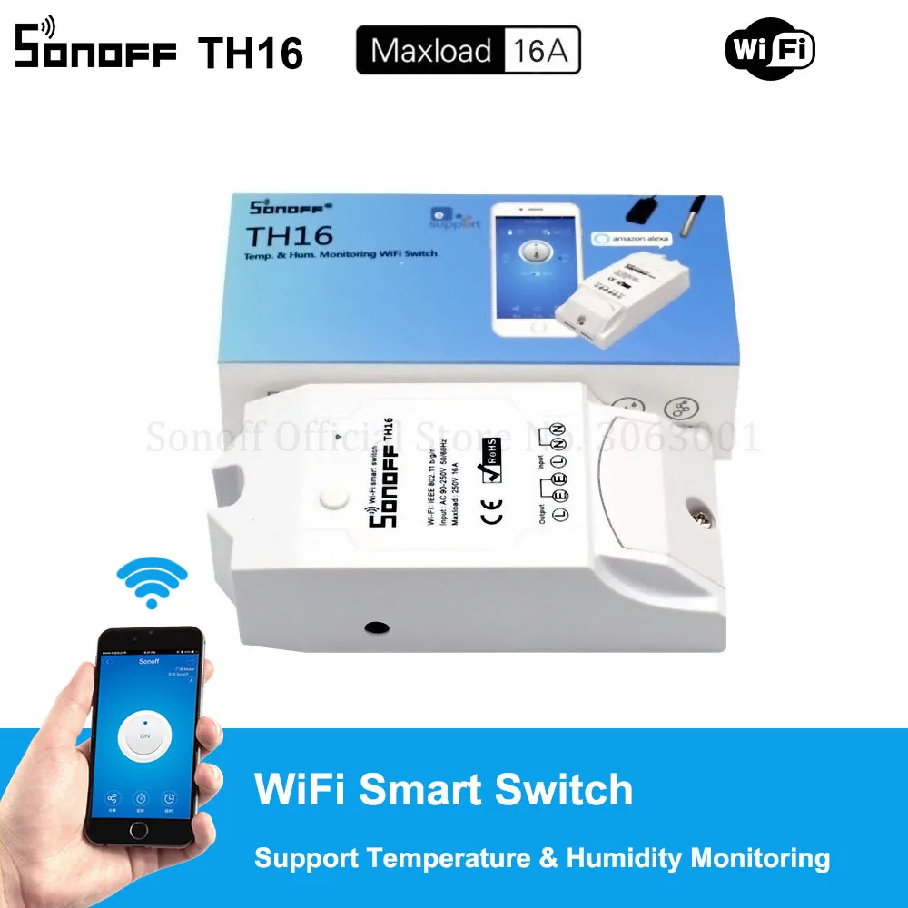 Sonoff TH16 15A Wifi умный переключатель поддержка температурного монитора датчик