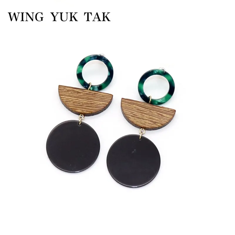 Винтажные деревянные висячие серьги wing OK tak новинка 2018 модные черные круглые