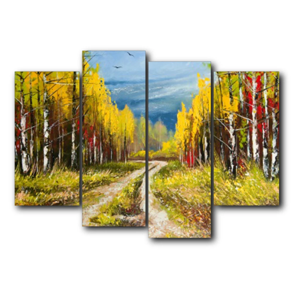 

Laeacco Autumn Color Forest Canvas Prints Painting Home Decorative Wall Art Paintings Pictures For Living Room Bedroom No Frame