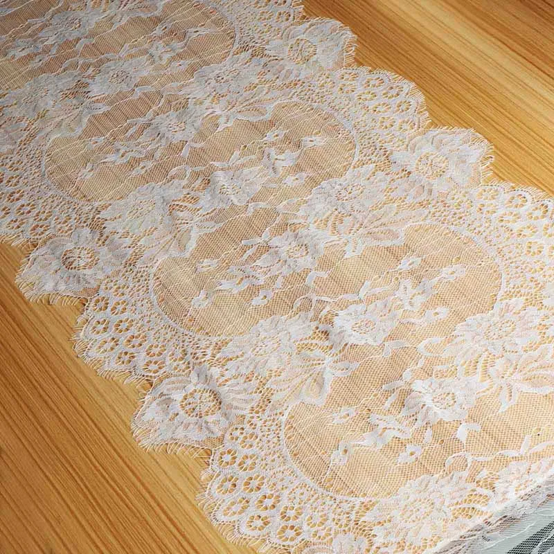 White Lace Table Runner Home Textile Boho Theme Party Wedding Decoration Floral Pattern Vintage Look 35x300cm images - 6