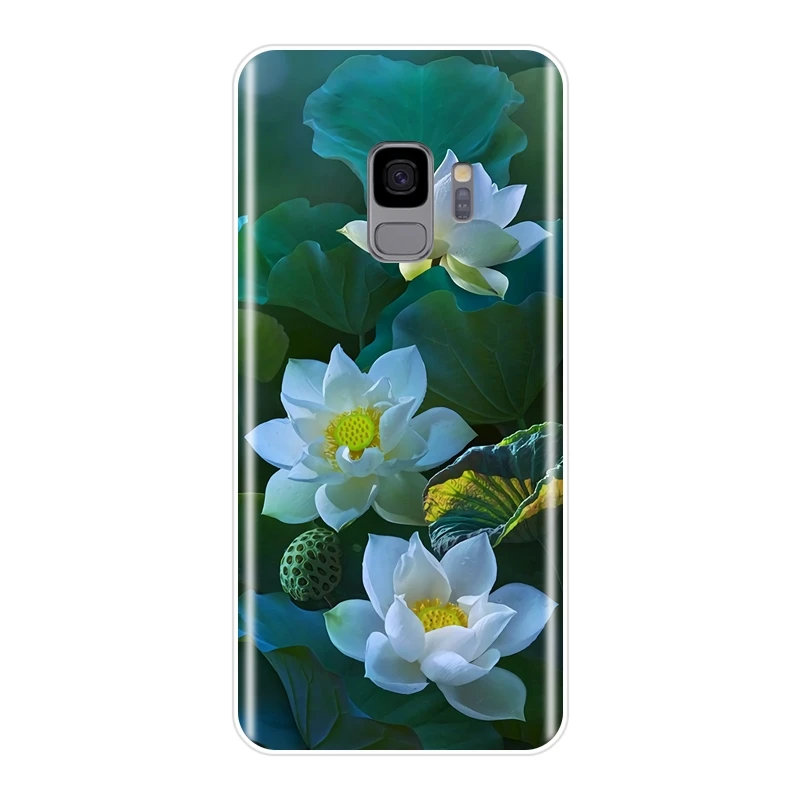 ТПУ чехол для телефона силиконовый Samsung Galaxy S5 S6 S7 Edge S8 S9 Plus розовый цветок мягкая