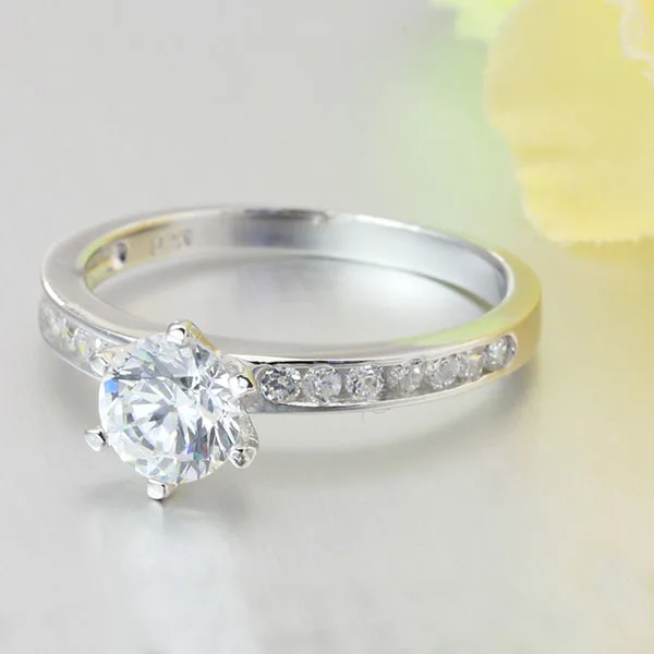 Genuine 925 Simple Classic Engagement Ring for Woman Solid Sterling Silver .75Ct Wedding Ring(RI100622) | Украшения и аксессуары