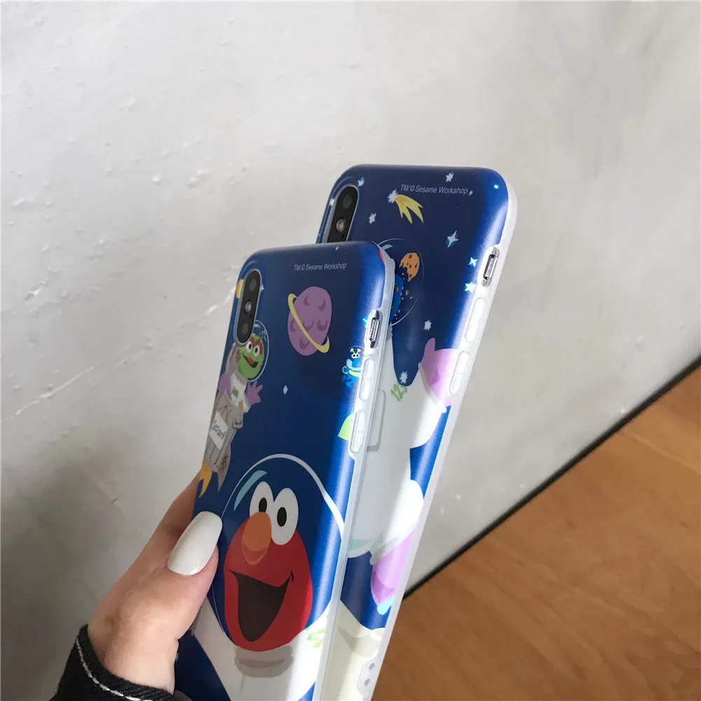 Marchcover for iPhone X XS XR MAX 8 7 6s plus Cute Cartoons outer space Sesame Street Elmo Case Soft TPU Matte cover Funda |