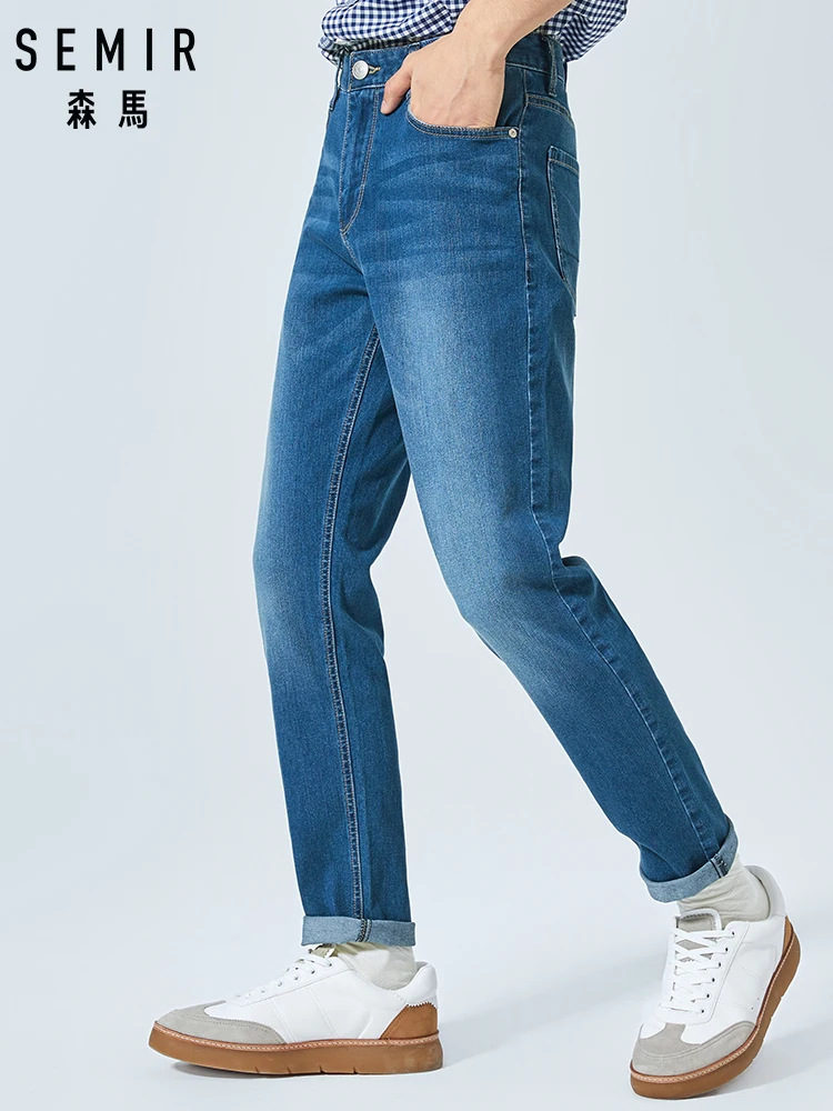 SEMIR 2019 Летние Новые мужские джинсы тонкие тянущиеся Ретро стиль узкие белые
