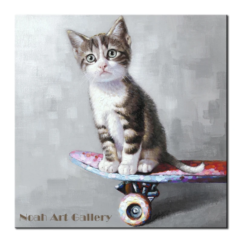 Картина с милыми кошками и животными ручная работа Масляные картины для