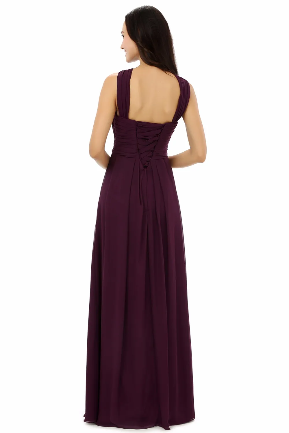 Forevergracedress настоящие фотографии бордовый Цвет платье подружки невесты простые
