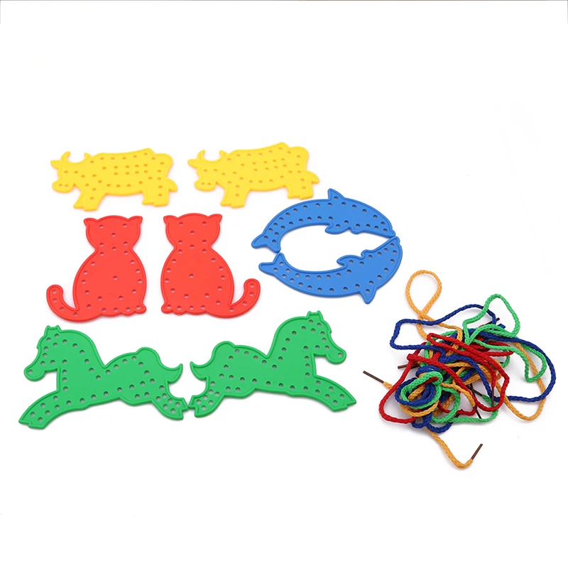 4 шт. Монтессори Обучающие животные шнуровка обувь паззлы резиновые пластиковые