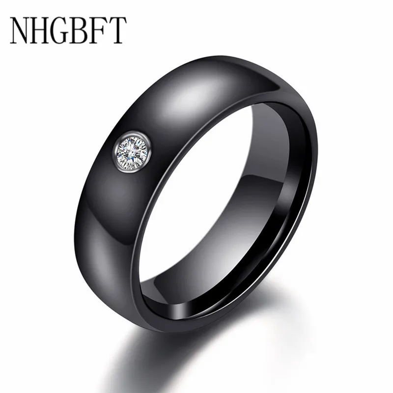 NHGBFT 3 мм Широкие гладкие белые/черные керамические женские кольца|Обручальные