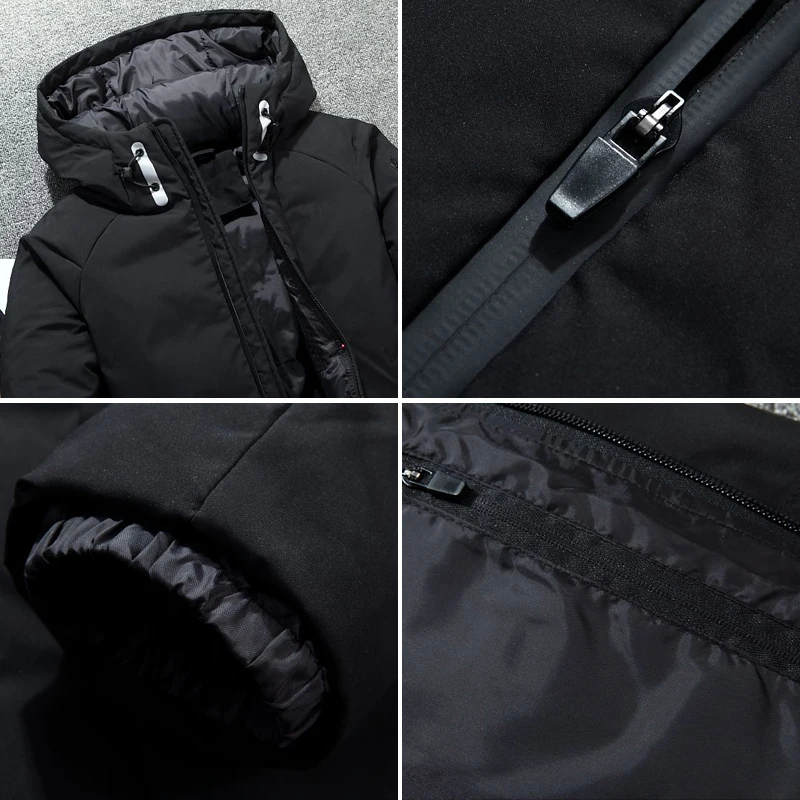 

Winter New Men's White Duck Down Jacket Fashion Casual Windproof Cold Resistant Thick Hooded Coat Male Brand Clothes