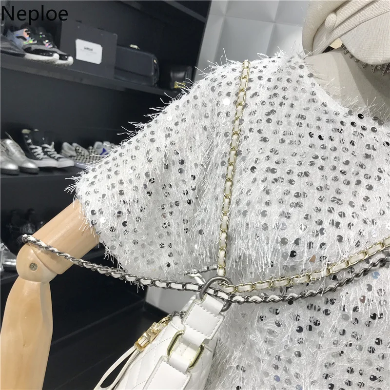 Neploe/лето 2019 женское платье шикарное с кисточками блестками Vestidos модное круглым