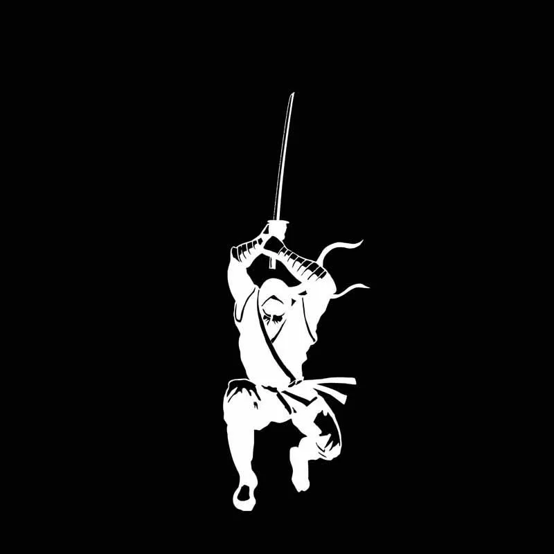 YJZT 5 7*16 см Φ Ninja Japanese Samurai крутая наклейка на автомобиль Soldier черное/серебряное