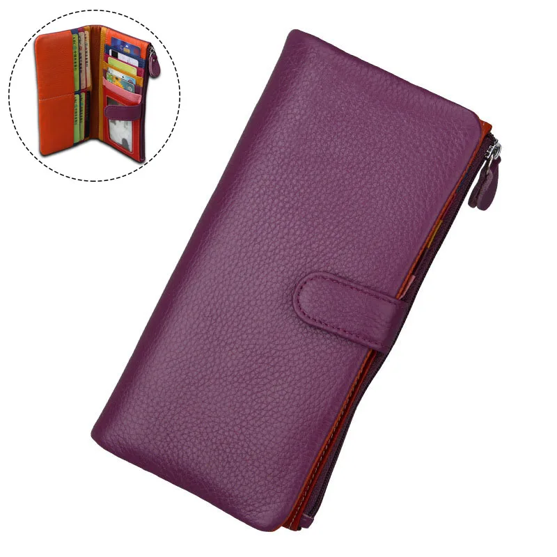 Bifold Purple Модный женский кошелек, кошелек из натуральной кожи, цветной дизайн, Женский кошелек из коровьей кожи, повседневный тонкий кошелек для денег, женские кошельки, клатч - Цвет: Bifold Purple
