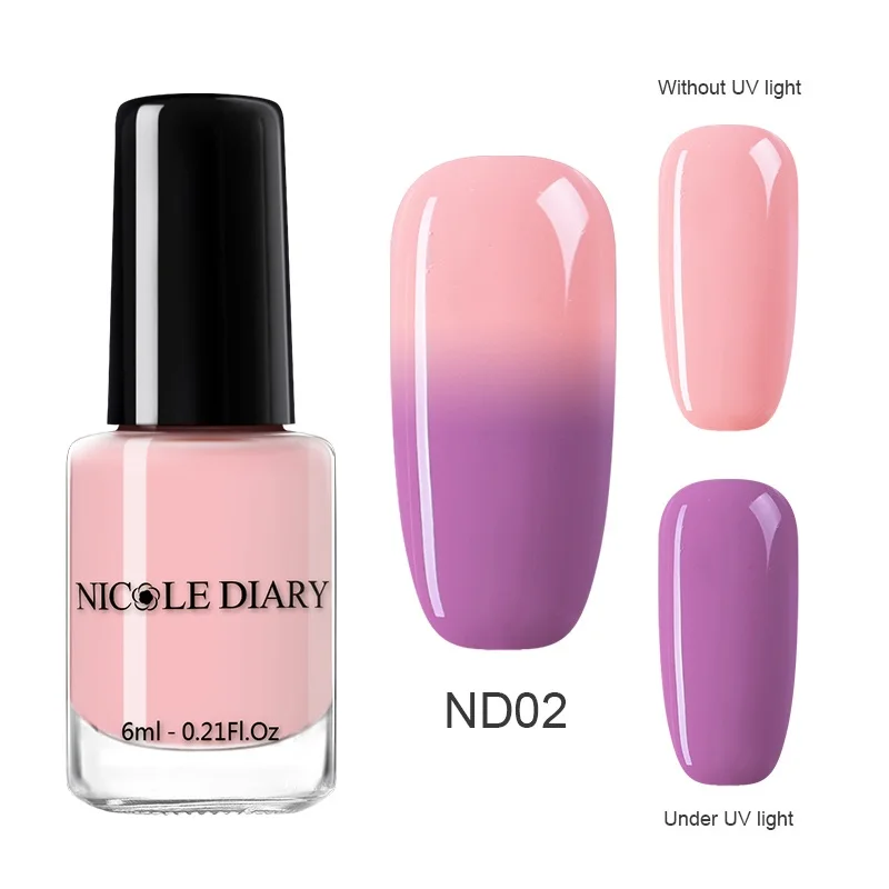 ND02 NICOLE DIARY 6 мл Отшелушивающий лак для ногтей, чувствительный к солнечному свету, меняющий цвет, лак для ногтей, цветной лак для маникюра, лак для ногтей - Цвет: ND02