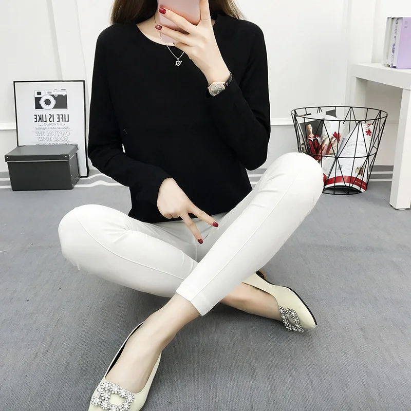

2019 new solid color cotton breastfeeding jacket top spring wild breastfeeding shirt T-shirt Slim fit breastfeeding clothes