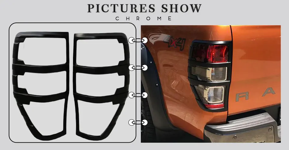 ABS Матовый Черный Задний светильник для FORD RANGER 2012- T6 T7 T8 Wildtrak
