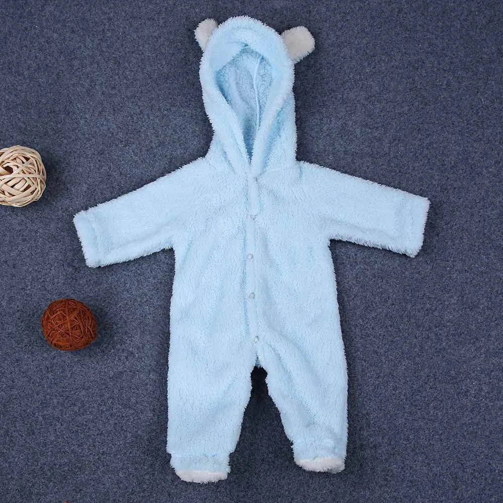 Newest Cute girls boys autumn winter rabbit ear Newborn Baby Boy Girl Thick Footies Hooded Jumpsuit Outfits Clothe warm lovely | Детская