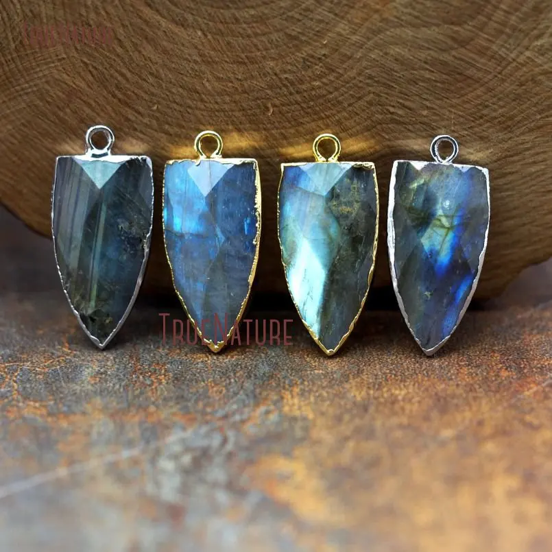 Блестящий аксессуар из натурального Лабрадорита С гранями 30*15 мм PM8214 | Украшения