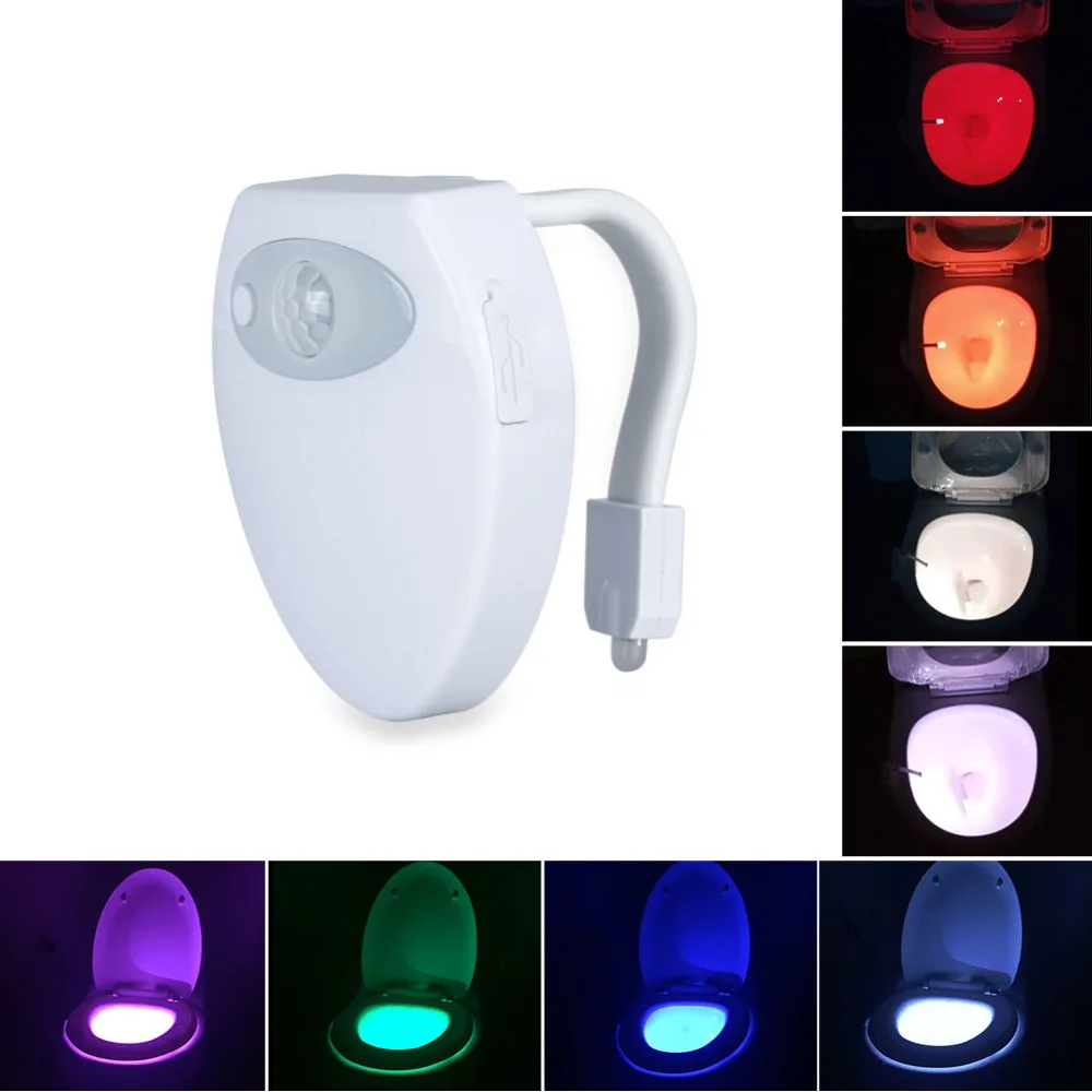 RGB LED PIR датчик движения Toliet ночные огни свечение чаша сиденье лампа USB