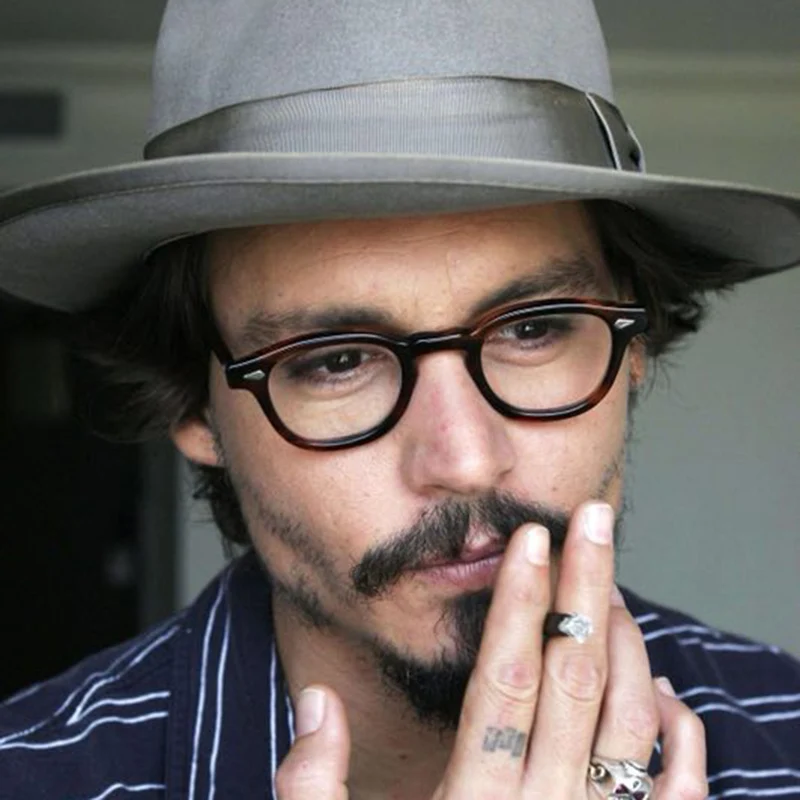 glasses men johnny depp eyeglasses transparent lens brand design computer goggles male round vintage style sq000 free global shipping