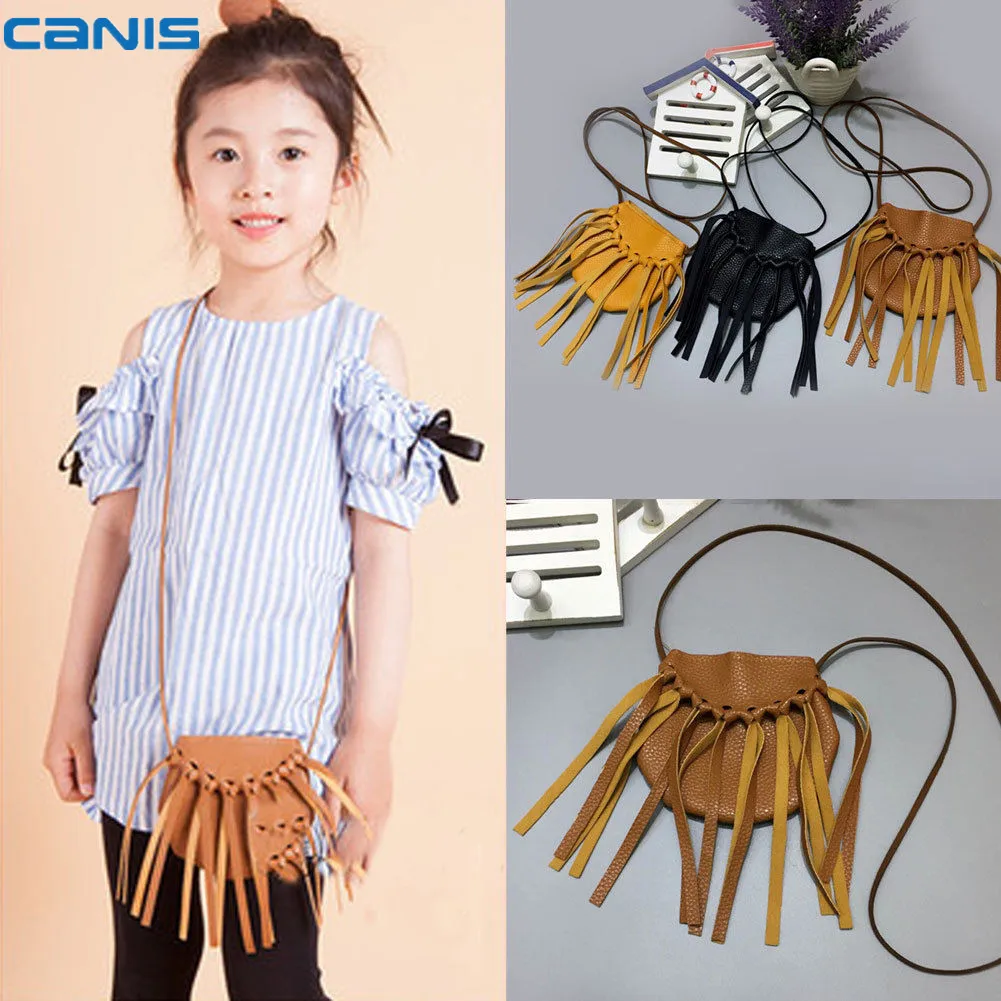 2018 Brand New 1x Cute Baby Girls Solid tassel PU Purse handbag Children Kids Fashion Cross-body shoulder bag Gifts | Игрушки и хобби