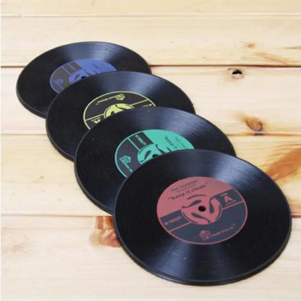 Винтажные CD виниловые подставки для чашек кофейных напитков Нескользящие