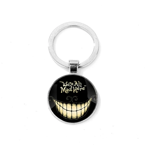 Style 3 SONGDA Забавный Чеширский кот брелок We're All Mad Here Алиса в стране чудес улыбающаяся кошечка четыре узора брелок с фигурками из мультфильмов держатель - Цвет: Style 3
