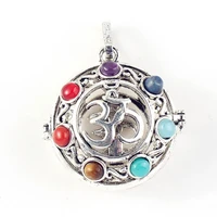 100 unique personalized silver plated 3d symbol with 7 stone beads chakra pendant for new year jewelry