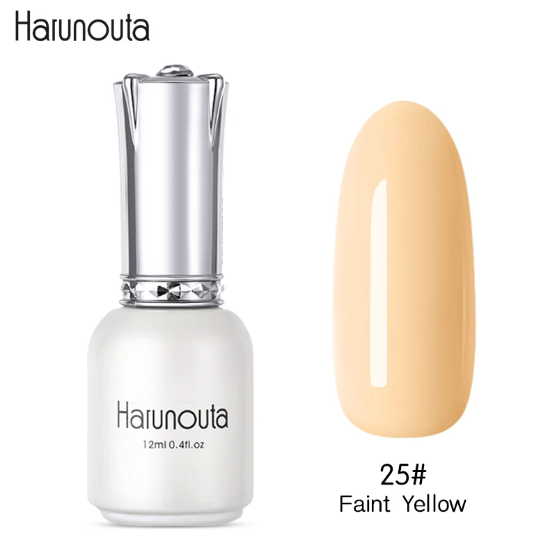 Faint Yellow Harunouta 12 мл однотонная одежда личная гигиена Красный Фиолетовый Блеск Звездное платины краски стойкий гель для ногтей дизайн ногтей гель Лаки - Цвет: Faint Yellow