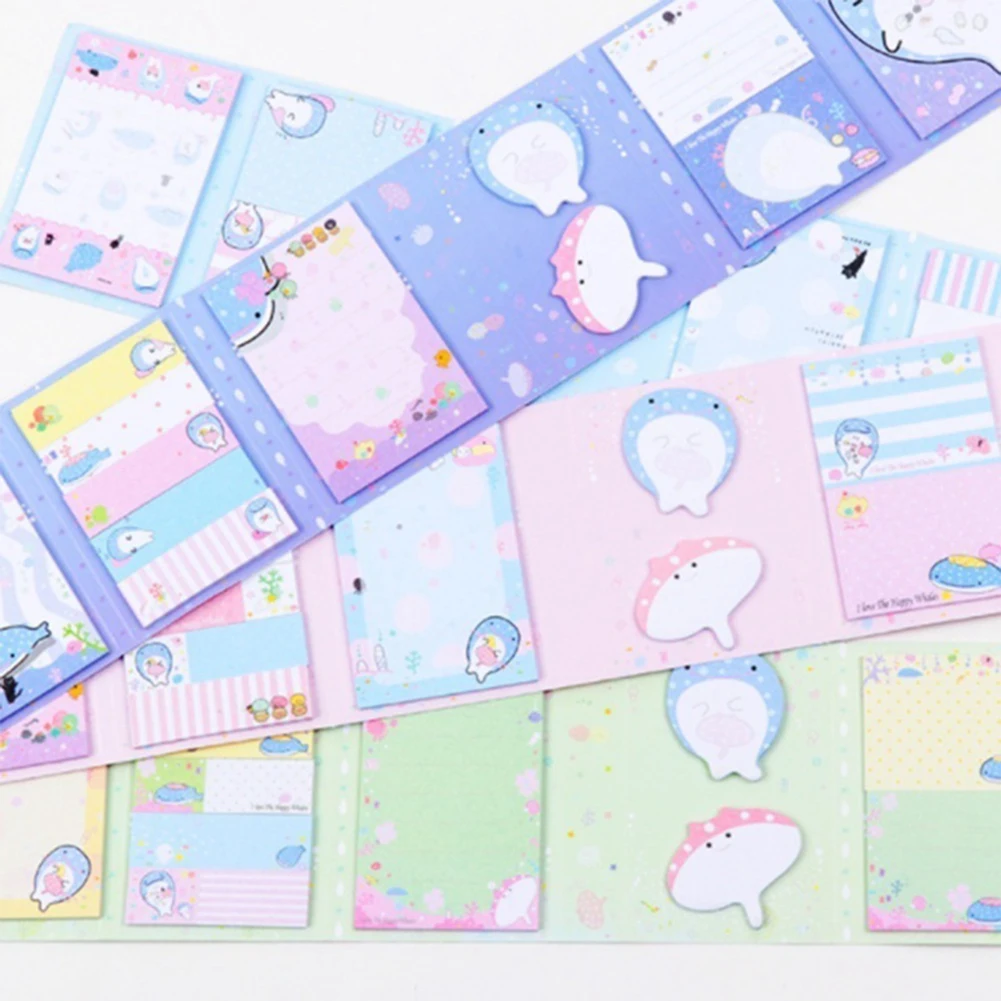 Милый КИТ шаблон складной блокнот липкая закладка для заметок подарок
