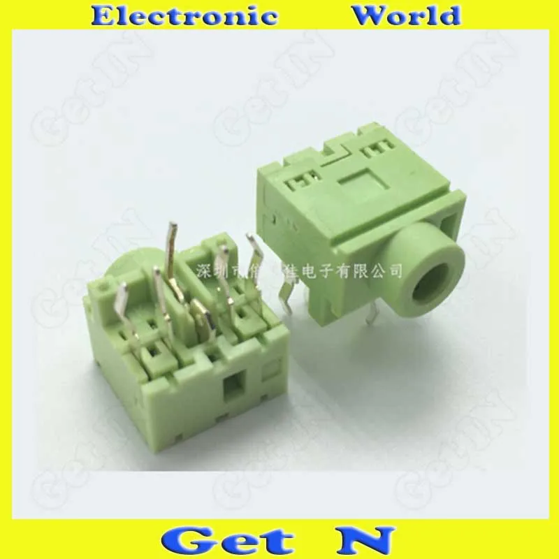 

500pcs PJ-317-5P Green 3.5MM AV Socket 3.5 Audio Video Connectors Female Plug