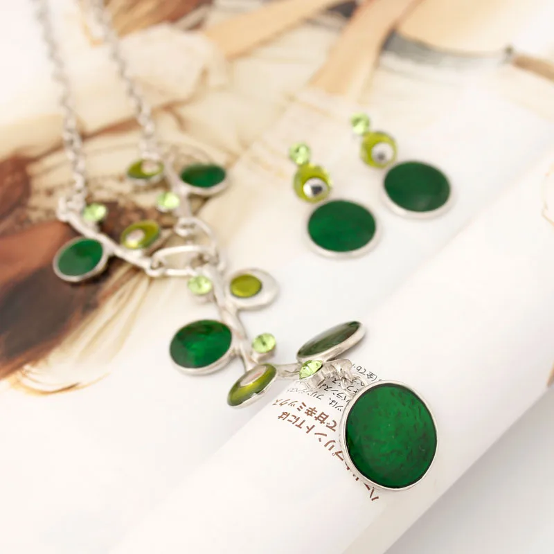 Колье из высококачественного сплава с эмалью Шейное ожерелье и серьги набор