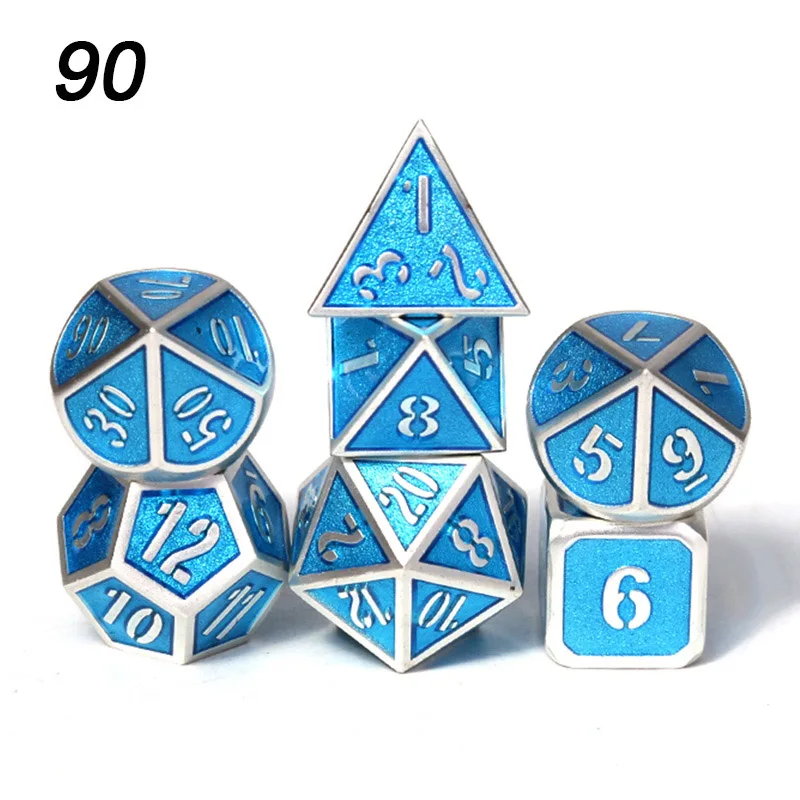 Chengshuo игральные кости DND Металл РГП набор многогранных Подземелья и Драконы d20 10 8 12 настольная игра цинковый сплав Серебристые цифровые кубики узор - Цвет: 90
