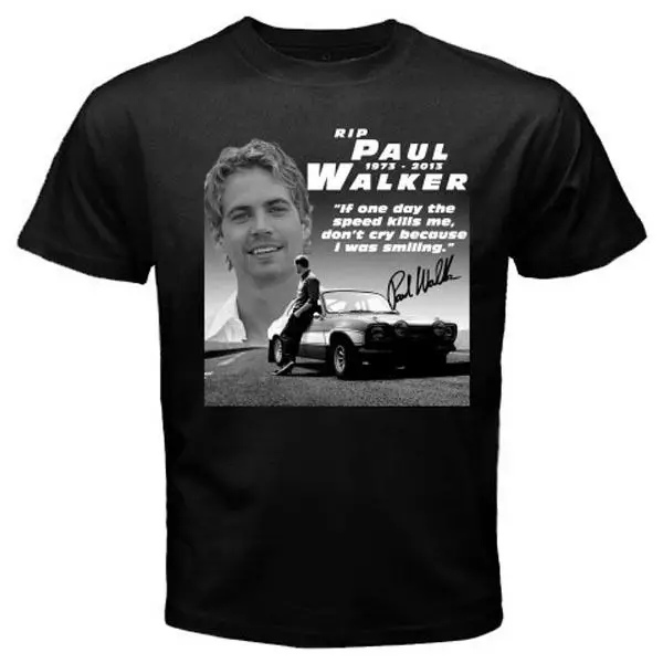 Paul walker rip black футболка на заказ 100% хлопок Юмористическая Мужская с круглым вырезом