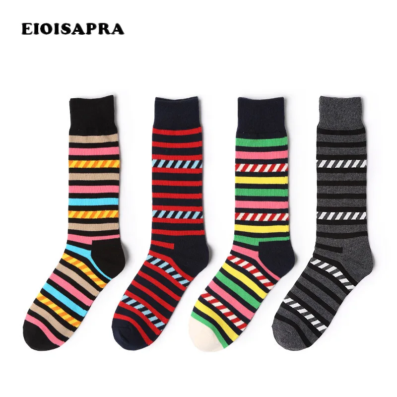 

[EIOISAPRA] Модные художественные хлопковые носки Meias красочные полосатые Мужские Носки с рисунком унисекс Harajuku Calcetines Новые забавные носки